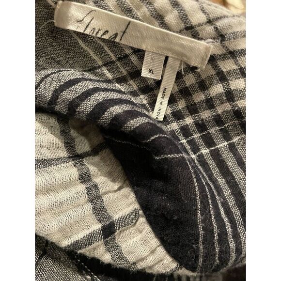 Anthropologie‎ Floreat Embroidered Plaid Long Sleeve Tunic Top Size Large Gauzey - Picture 4 of 6